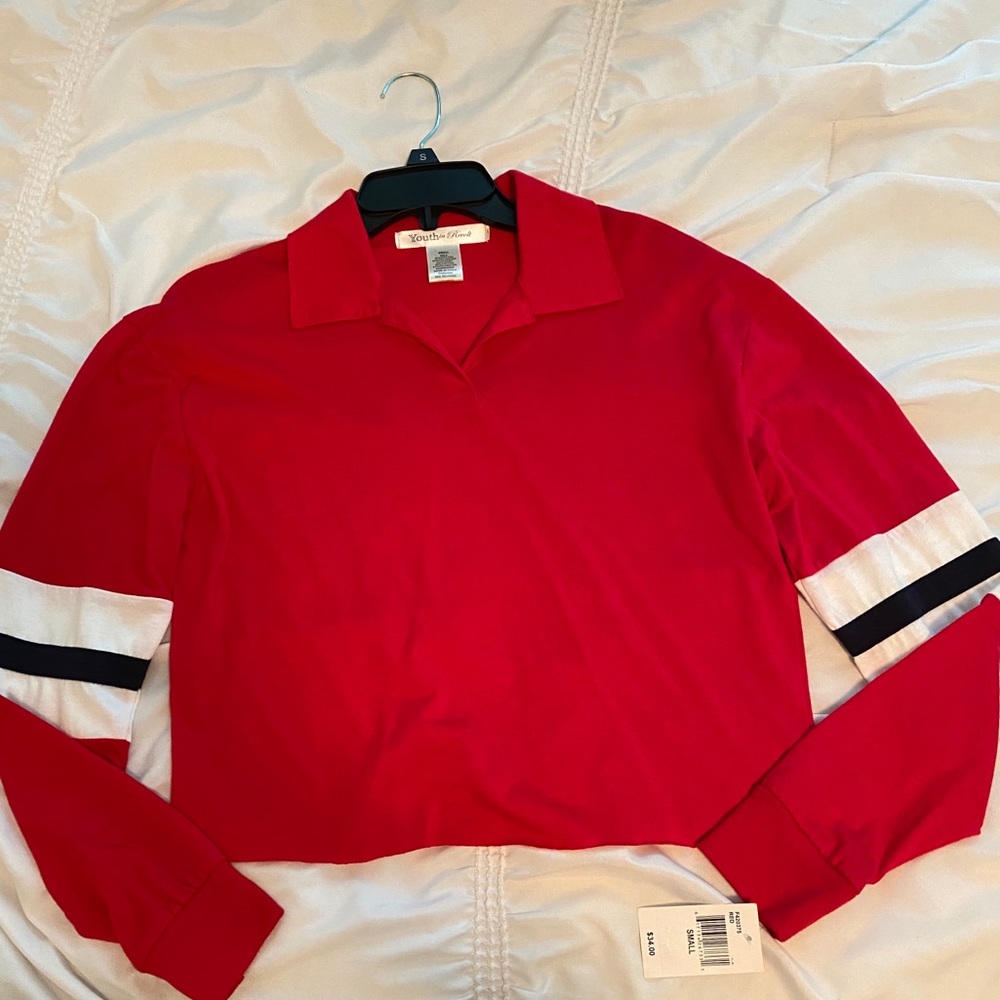 Red Long-sleeve Crop top Sweater